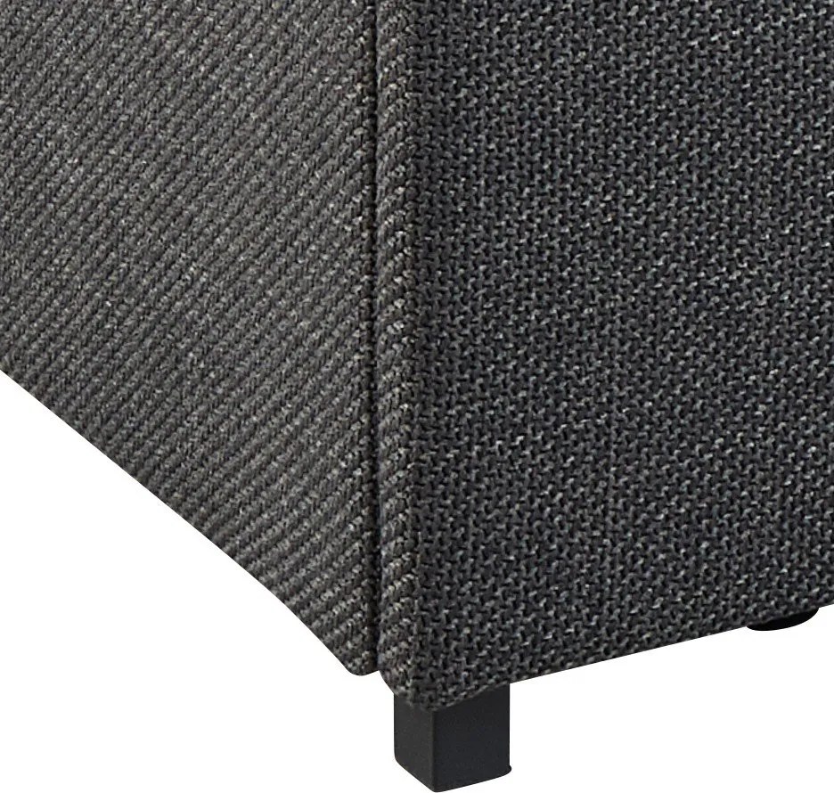 Pat matrimonial gri închis tapițat cu spațiu de depozitare cu somieră 160x200 cm Calvi – Actona