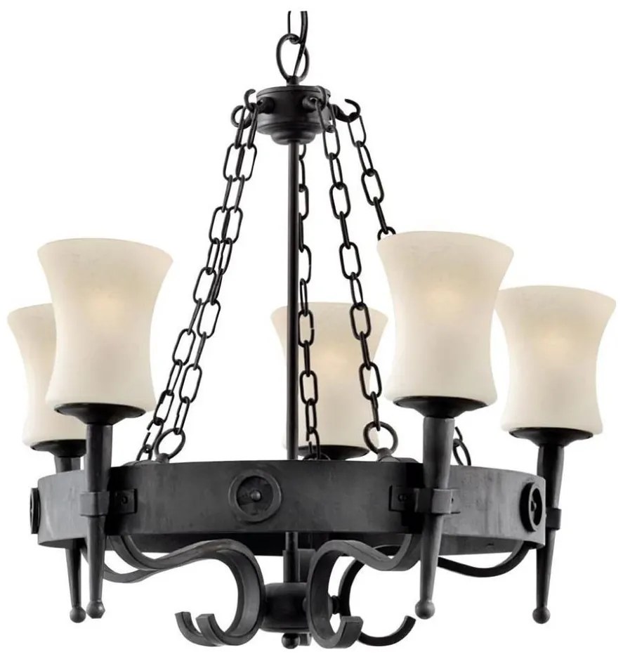 Searchlight 0815-5BK - Candelabru suspendat pe lanț CARTWHEEL 5xE27/60W/230V negru