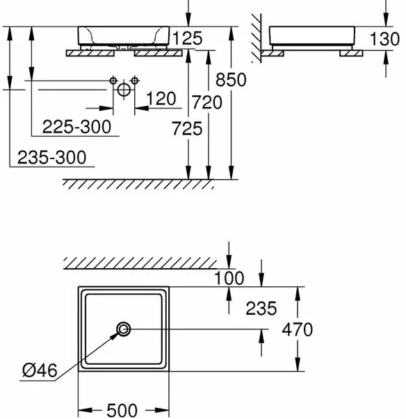 Lavoar pe blat Grohe Cube Ceramic 50 cm