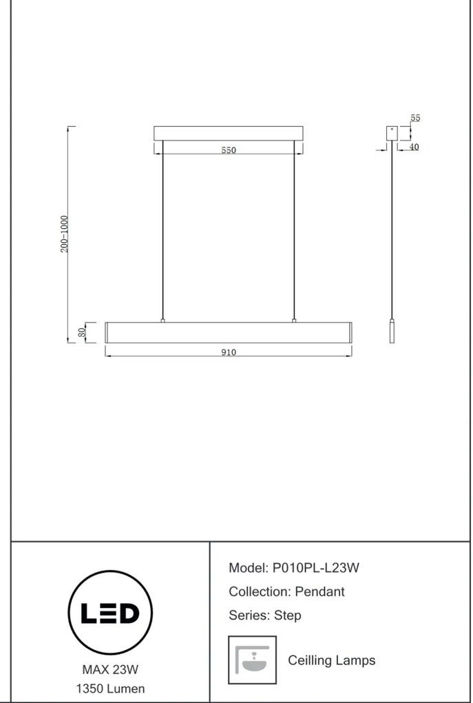Lustra LED slim cu iluminat up/down Step 23W alba