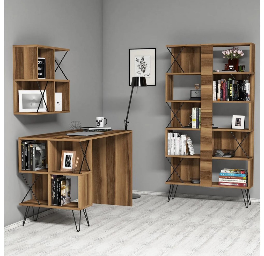 Set mobilier birou Likime 1 (nuc + negru). 1095024