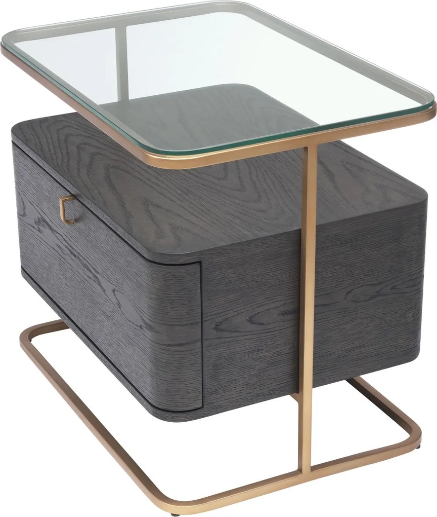 Masuta laterala cu sertar design elegant LUX Augusto cafeniu 114214 HZ