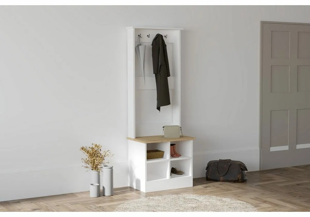 Cuier cu dulap pentru pantofi Mare White and Sapphire Oak