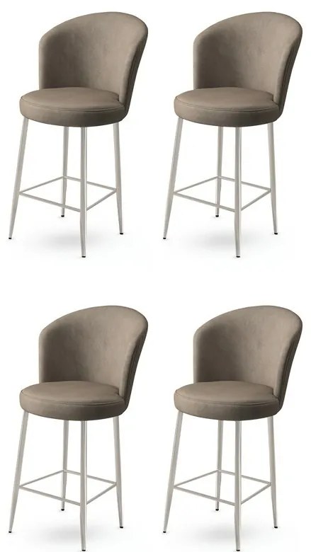 Set de scaune de bar Alte Cappuccino și Chrome, 4bucăți