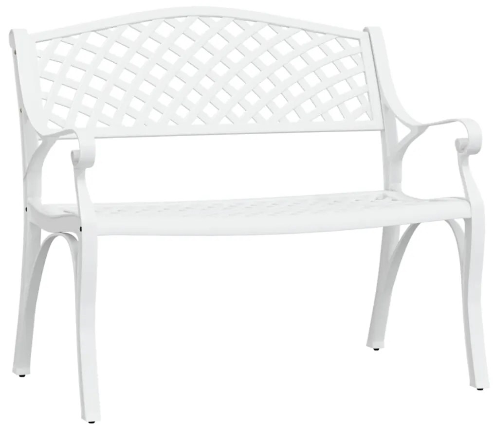 317746 vidaXL Bancă de grădină, alb, 102 cm, aluminiu turnat