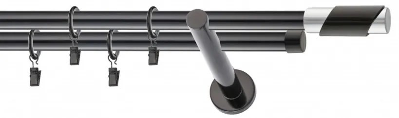 Galerie dubla PICIOR UNIVERSAL PARIS INOX dubla 19/19 - NEGRU (Alege marime: 180 cm)