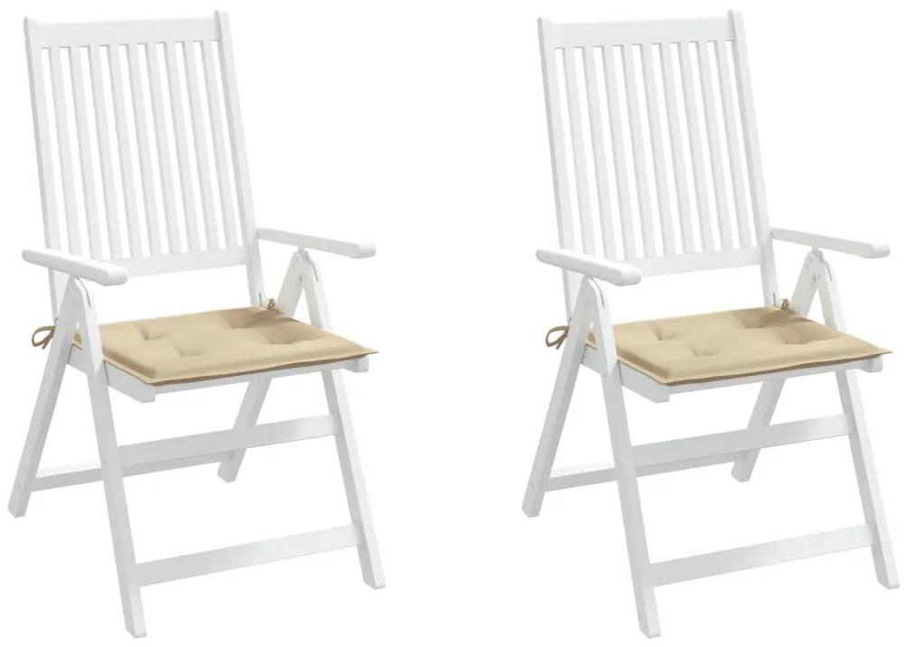 Perne scaun de gradina, 2 buc., bej, 40x40x3 cm, textil 2, Bej, 40 x 40 x 3 cm
