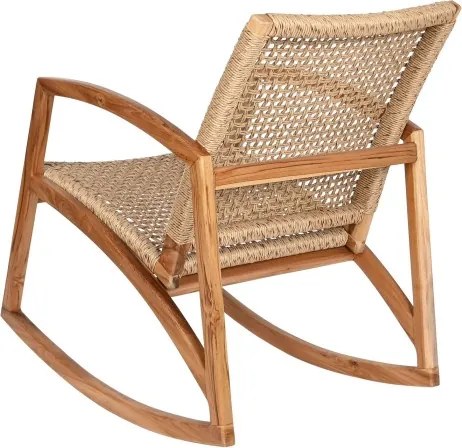 Fotoliu tip balansoar din lemn de tec si rattan