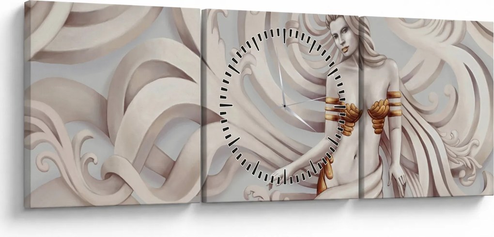 Tablou - Zeița motiv floral (cu ceas) (90x30 cm)