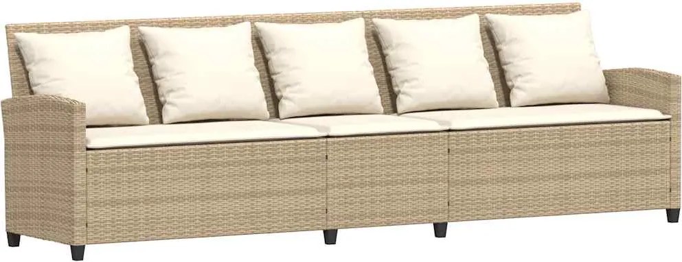 vidaXL Canapea de grădină cu 5 locuri cu perne din polirattan bej