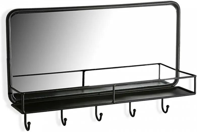Oglinda dreptunghiulara neagra din metal 32x50 cm pentru perete Coat Pegs Versa Home