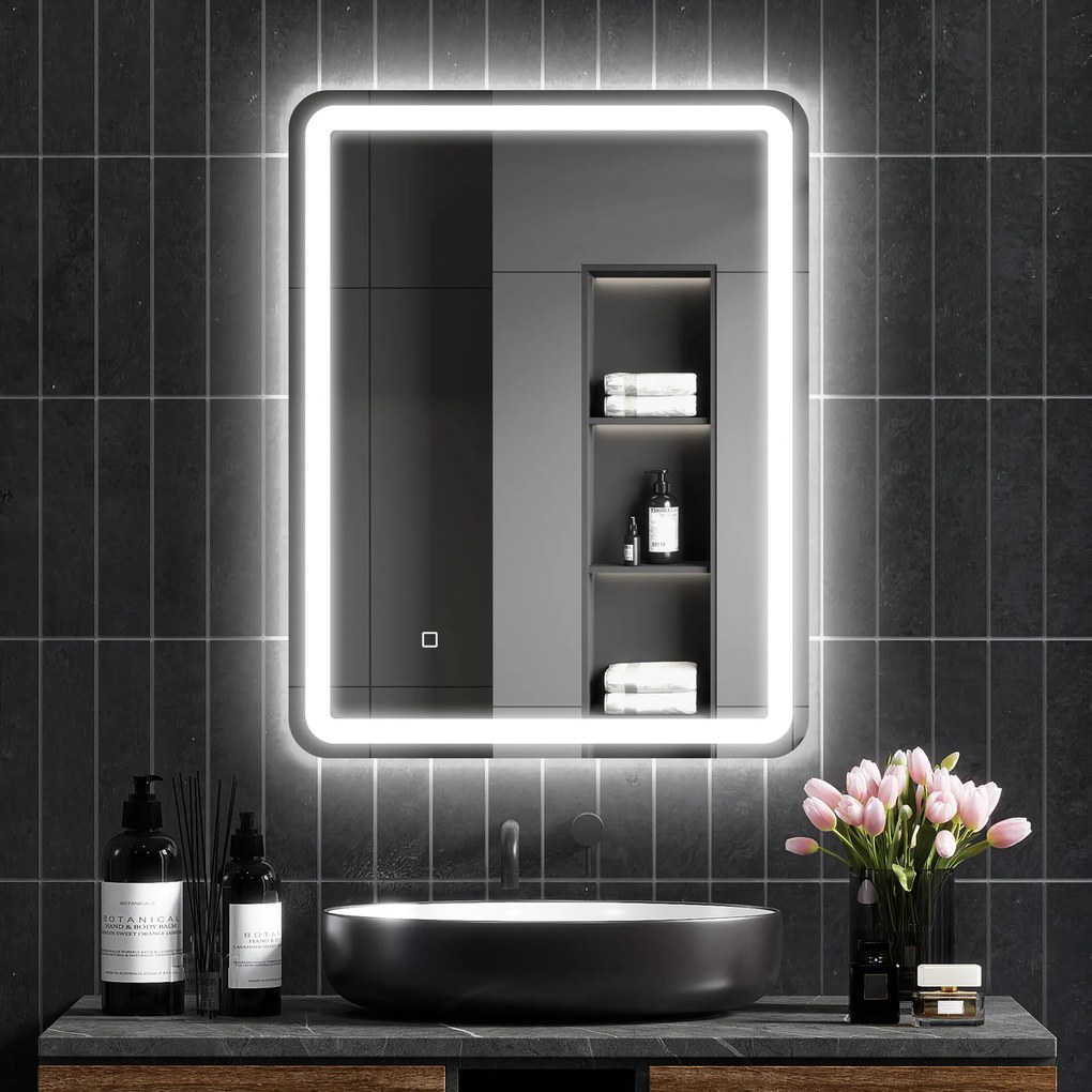 kleankin Oglinda pentru baie cu lumini LED, 70 x 50 cm | Aosom Romania