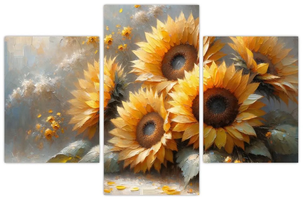 Tablou - Pictură cu floarea-soarelui (90x60 cm)