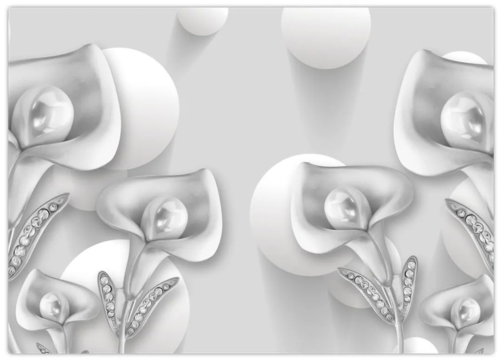 Tablou pe sticlă -Design flori (70x50 cm)