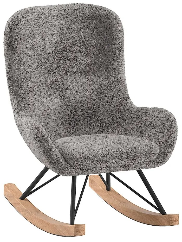 Fotoliu de copii gri balansoar cu tapițerie din stofă bouclé ROCKY – Vipack