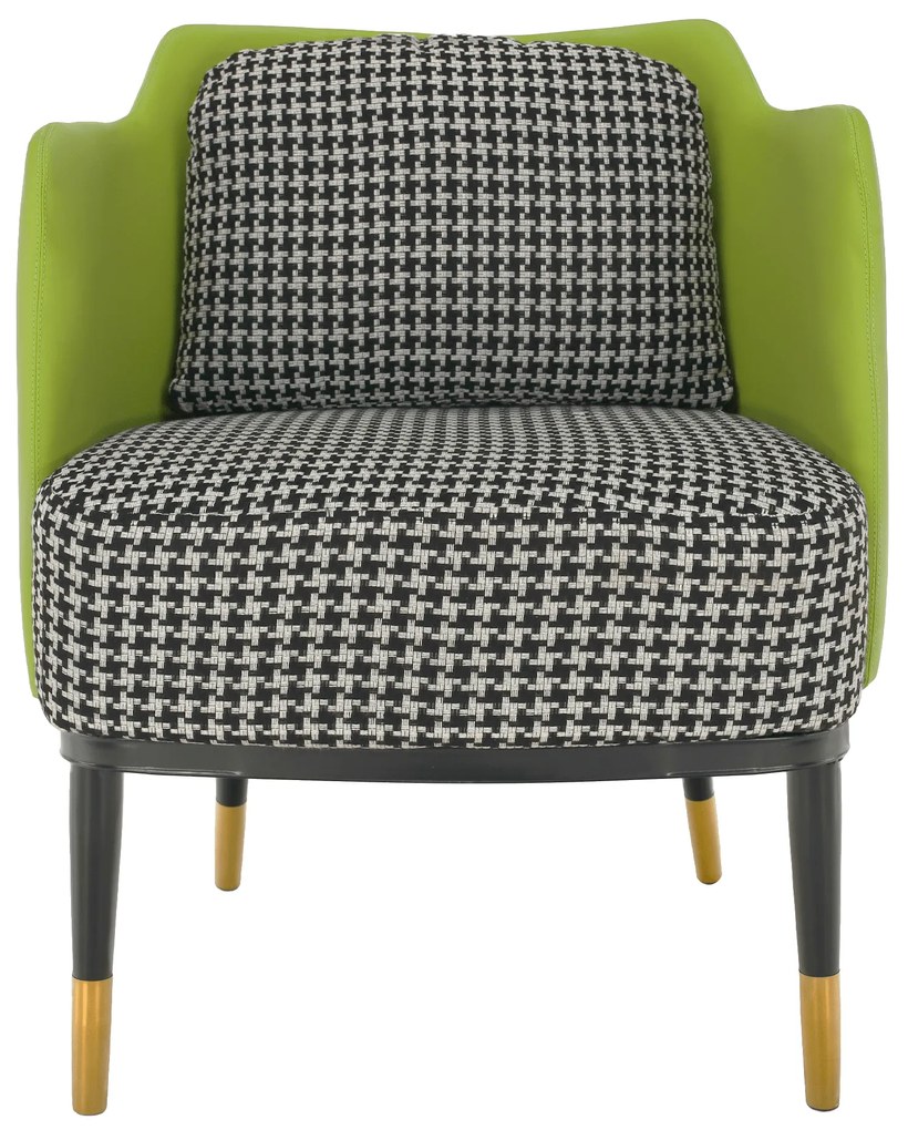 Fotoliu design, model alb-negru/ piele ecologică verde, EMREN