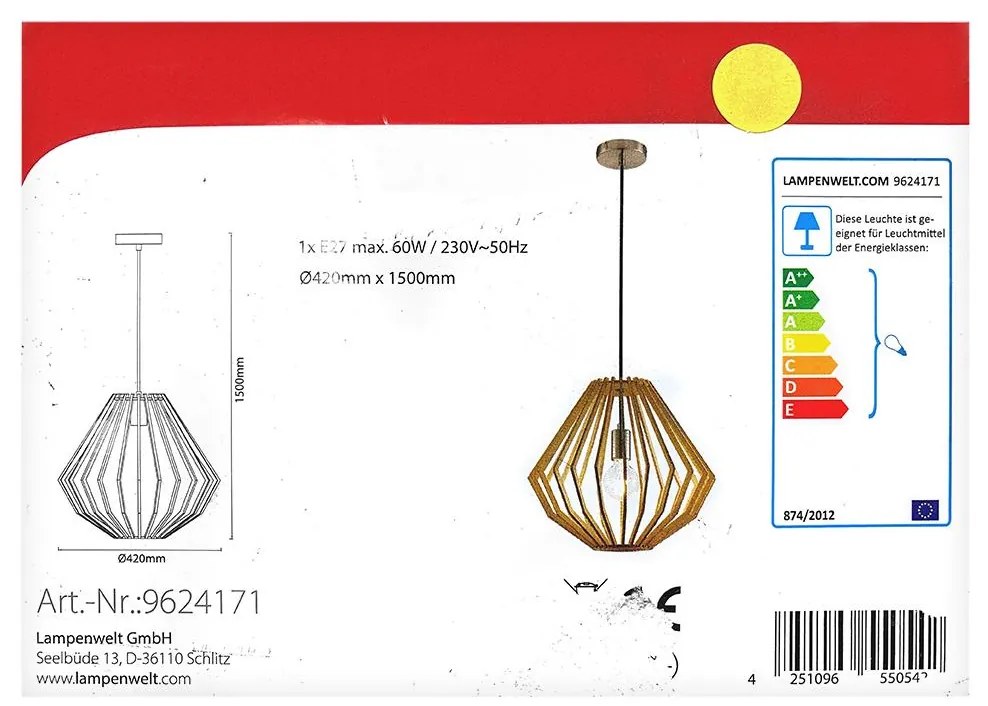 Lustră pe cablu SIGGIE 1xE27/60W/230V Lindby