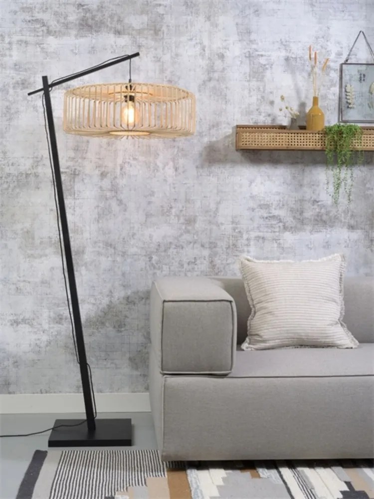 Lampadar eco din bambus Bromo L negru/ natur, 60x18cm
