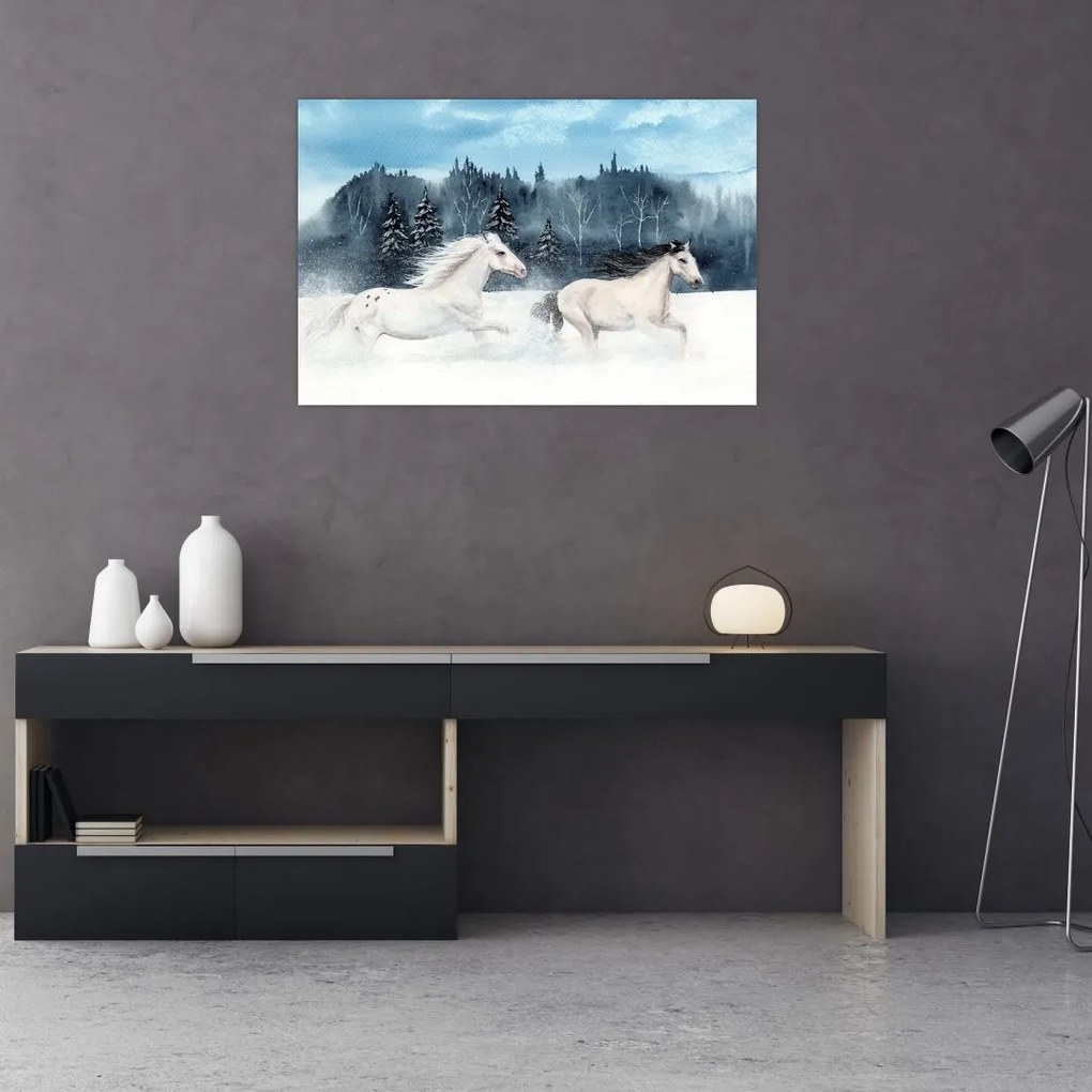 Tablou cu caii pictați (90x60 cm)