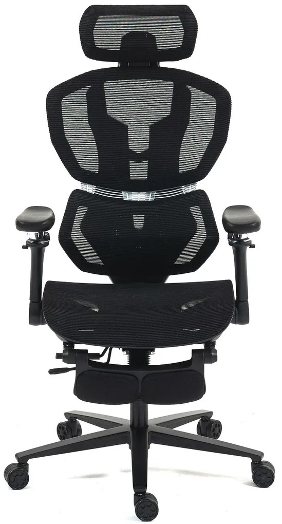 RESIGILAT- ErgoMesh X863 Scaun ergonomic, Sezut Translatie, cotiere 6D, Tetiera 3D, Suport lombar automat, Suport picioare, Baza Aluminiu, Full Mesh, Negru