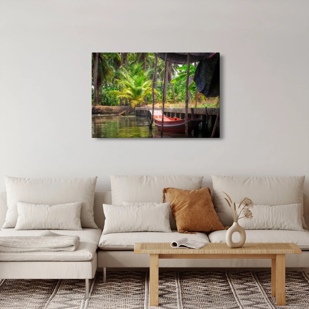 Tablou - Nava din lemn în canal , Thailand (90x60 cm)