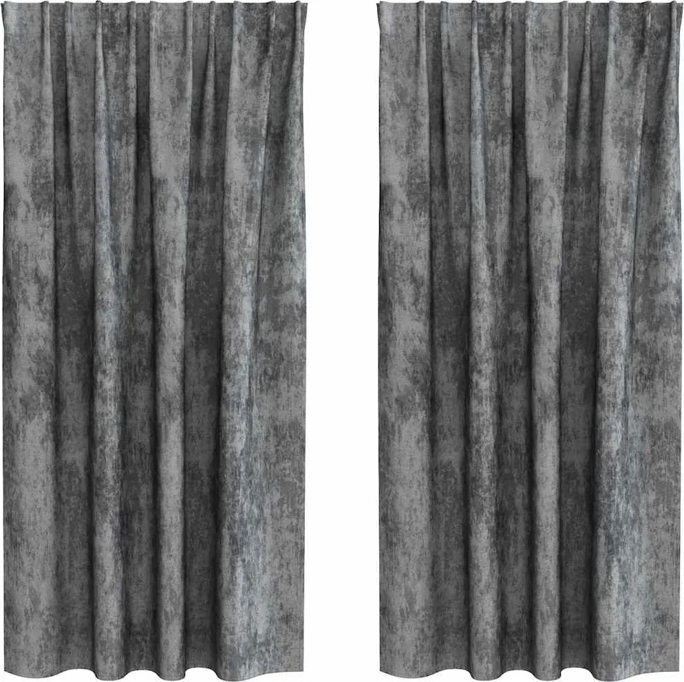 vidaXL Cortine din catifea cu perdele 2 pcs Gri 175 x 140 cm Catifea