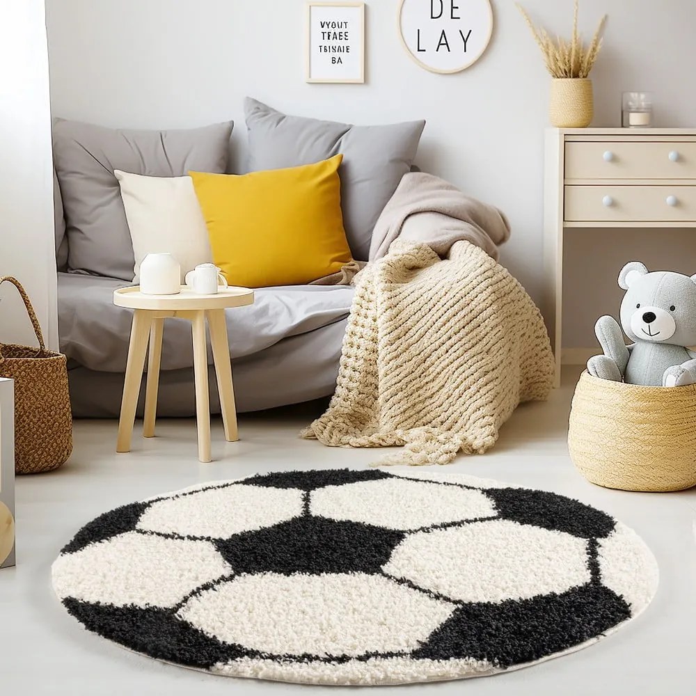 Covor pentru copii negru/crem ø 100 cm Fun – Ayyildiz Carpets