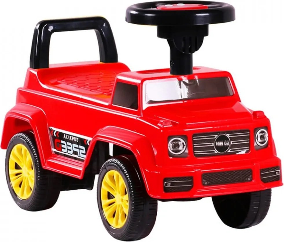 Masinuta cu Functie de Trotineta Fara Pedale Pentru Copii NOVOKIDS™ Speedy , Maxim 25 Kg, Cu Melodii si Sunete, Spatar de Protectie si Volan, ROSU