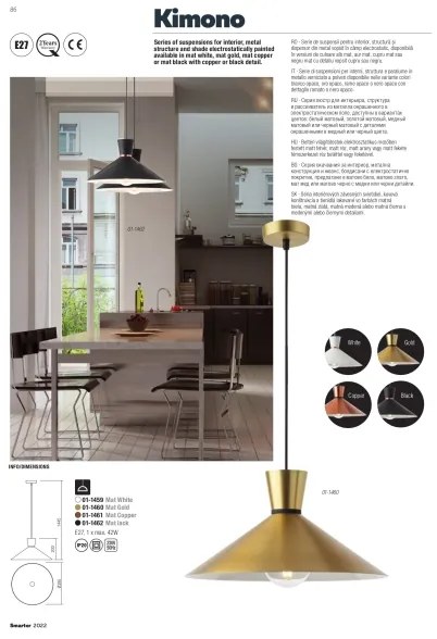 Redo 01-1462 - Lustră pe cablu KIMONO 1xE27/42W/230V negru