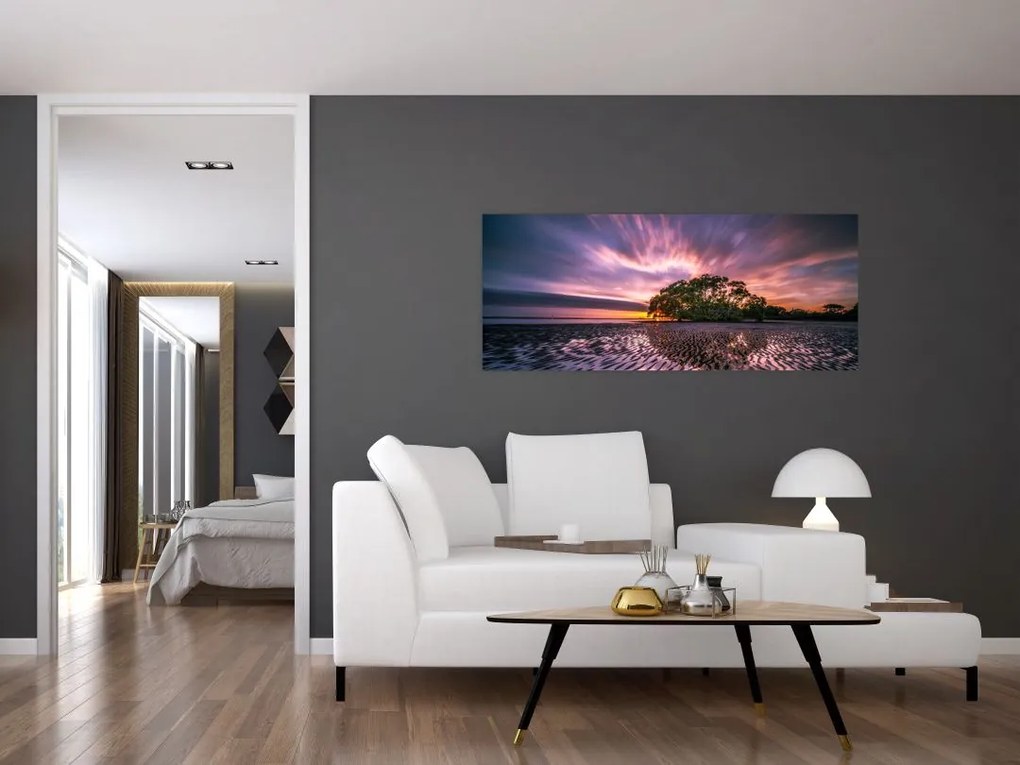 Tablou copacului pe plajă (120x50 cm)