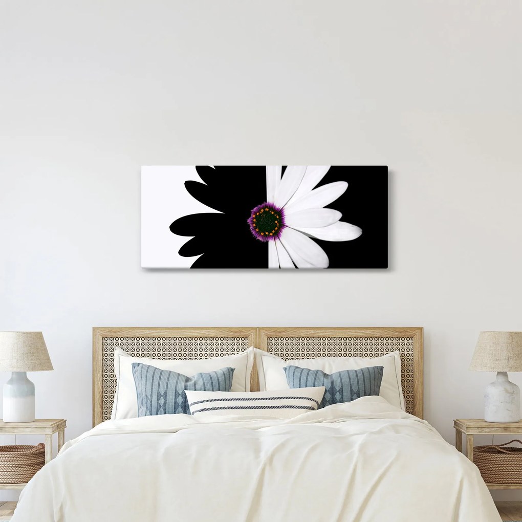 Tablou - Floare, alb- negru (120x50 cm)