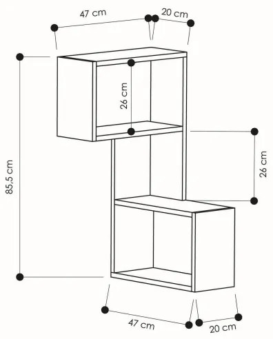 Etajeră de colț PART 85,5x47 cm albă