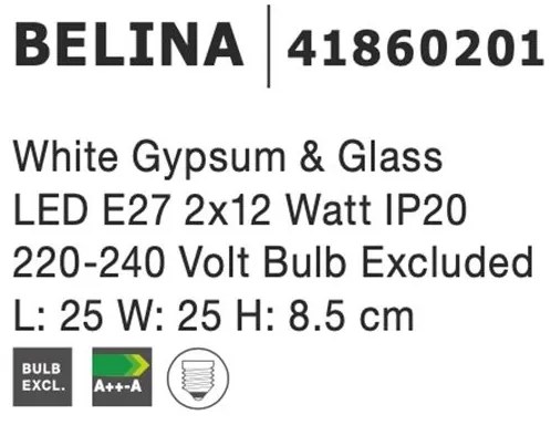 Plafoniera design modern slim din gips alb 25cm BELINA