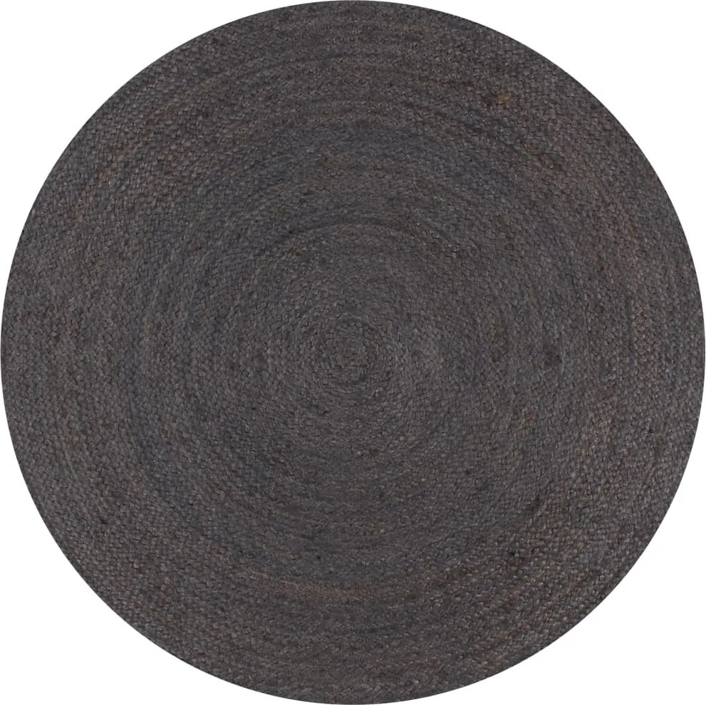 vidaXL Covor manual, gri închis, 90 cm, iută, rotund