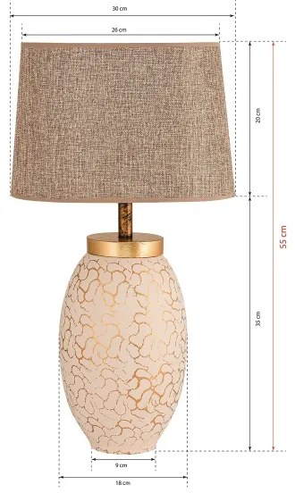 Lampă de masă 1xE27/40W/230V bej/auriu