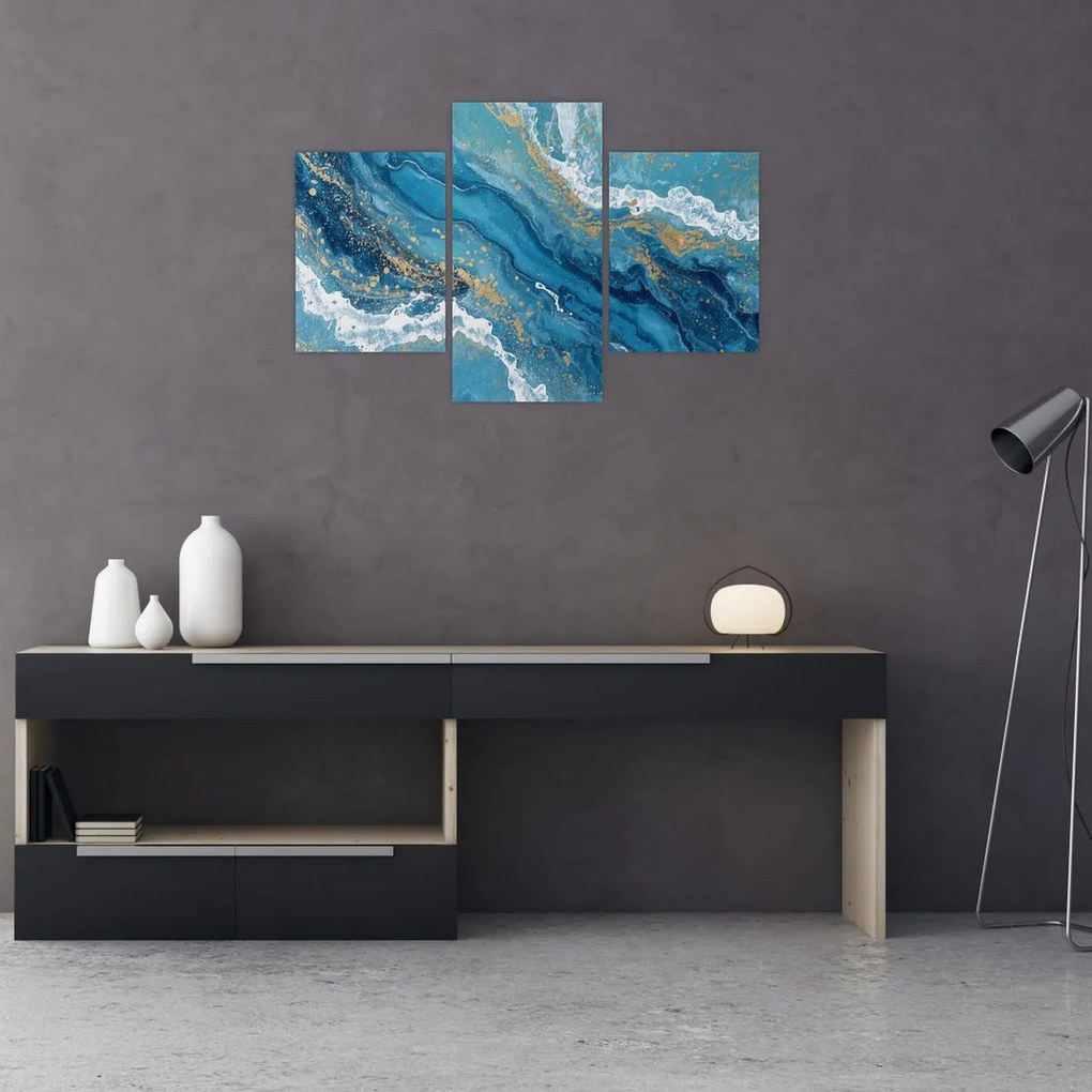 Tablou - Marmură bleu cu aur II. (90x60 cm)
