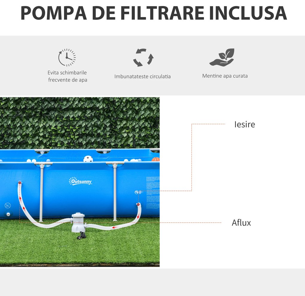 Outsunny piscina supraterana adulti, 252x152x65cm, albastra | Aosom.ro | Aosom Romania