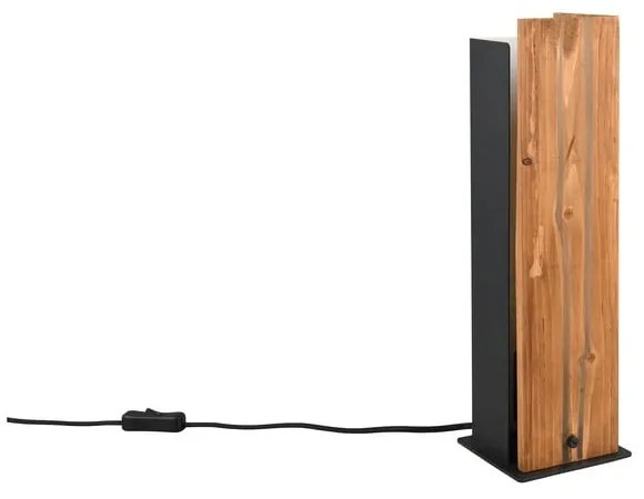 Veioză neagră/în culoare naturală cu abajur din lemn (înălțime 40 cm) Karuni – Trio