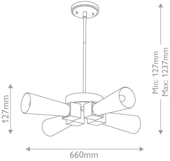 Elstead KRISTY-4P-DG-OPAL - Lustru pe tijă KRISTY 4xE27/40W/230V, cupru