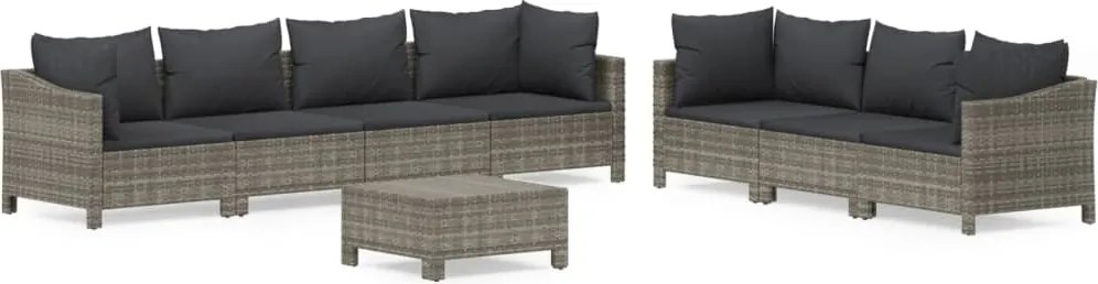 vidaXL Set mobilier de grădină cu perne, 8 piese, gri, poliratan