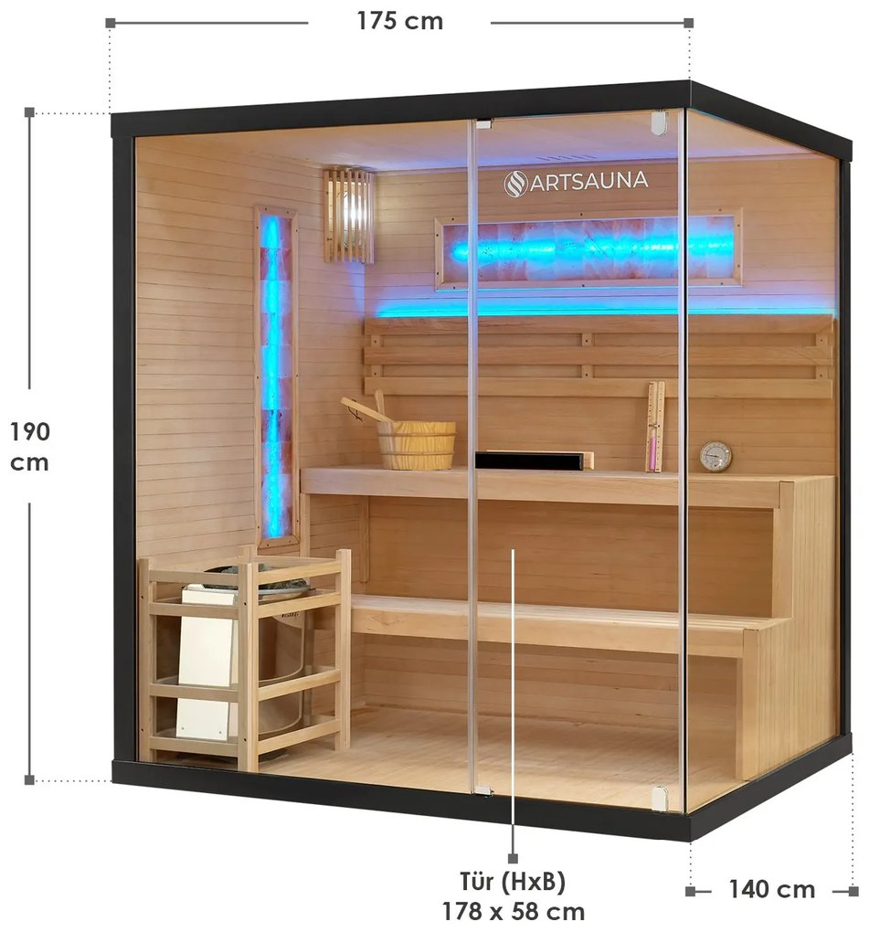 Vnútorná sauna Vantaa 175 so soľnými kameňmi