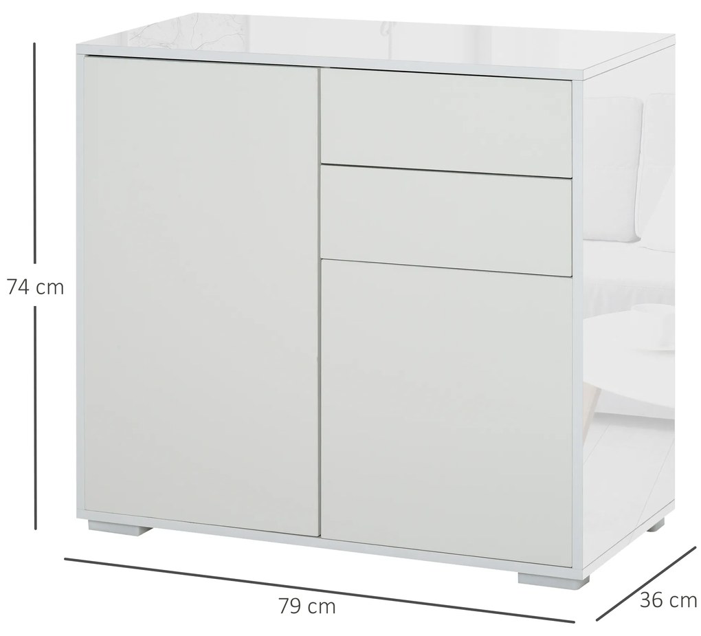 Dulapior cu sertare si 2 Dulapioare cu polite reglabile, Deschidere prin Presiune 79x36x74cm HOMCOM | Aosom Romania