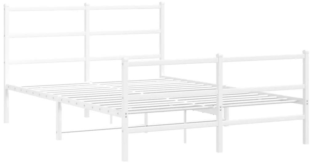 355432 vidaXL Cadru pat metalic cu tăblie de cap/picioare , alb, 140x190 cm
