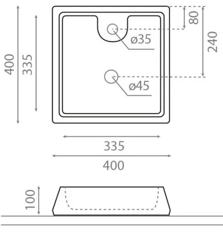 Bathco 4003 - Lavoar pentru blat GALICIA 40x40 cm porțelan/alb