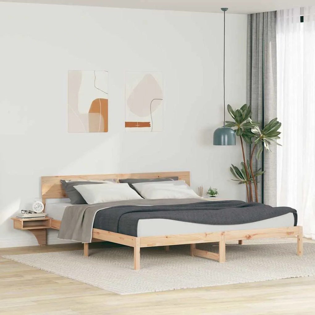 vidaXL Cadru de pat cu mese laterale cu headboard Maro 180 x 200 cm