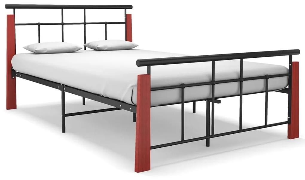 324892 vidaXL Cadru de pat, 120x200 cm, metal și lemn masiv de stejar