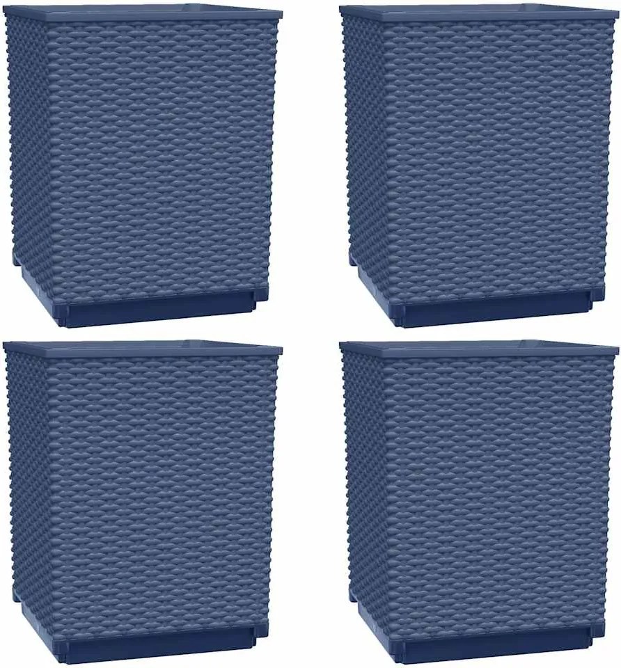 vidaXL Jardiniere, 4 buc., albastru gri, 30x30x37 cm, polipropilenă