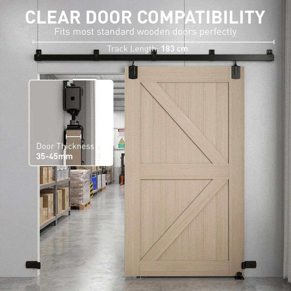 HOMCOM Set feronerie uși glisante pentru sarcină mare 244 cm Negru pentru uși simple | Aosom Romania