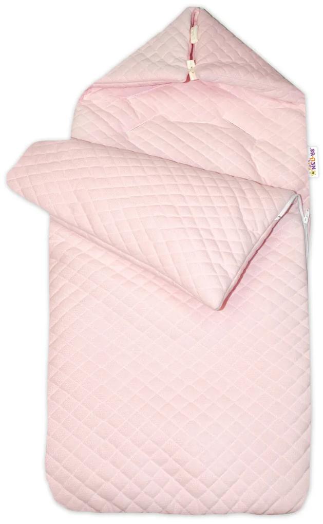 Sac de dormit copii footmuff Baby Nellys matlasat, catifea , 45 x 95 cm - roz