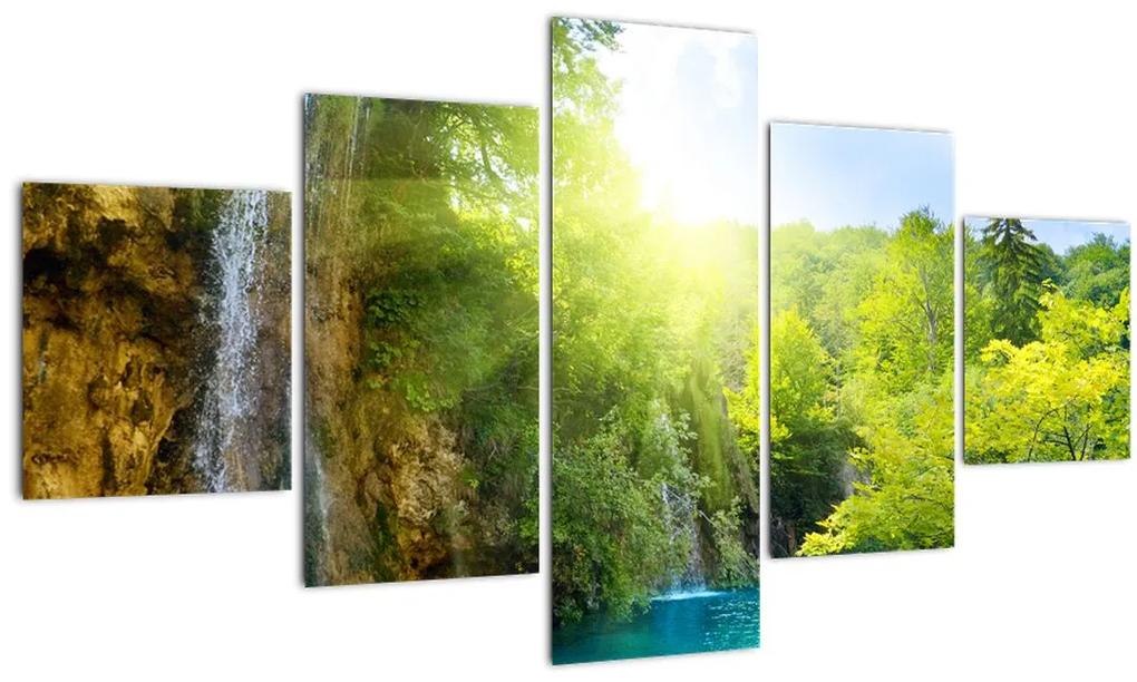 Tablou - cascadele în djunglă (125x70 cm), în 40 de alte dimensiuni noi